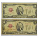 TWO 1928 TWO DOLLAR US NOTES