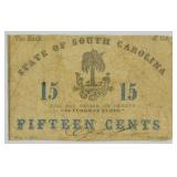SOUTH CAROLINA 15 CENT NOTE   1863