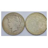 TWO PEACE DOLLARS