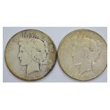 TWO PEACE DOLLARS
