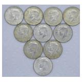 10 SILVER HALF DOLLARS