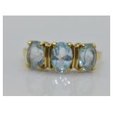 10 K GOLD AND AQUAMARINE RING