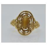 10K GOLD TIGER EYE RING