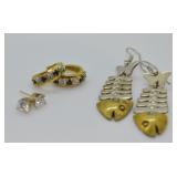 3 Pairs Sterling & Gold-tone Sterling Earrings