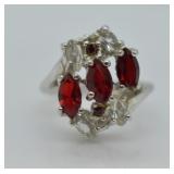 Vintage Red & White Stone Cocktail Ring