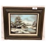 Original Oil on Canvas Winter scene signed