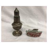 Starr Coca Cola bottle opener & Sterling shaker