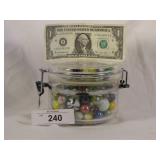 Jar of vintage marbles