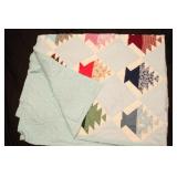 Hand-Stitched "Flower Basket" Design Quilt