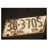 1950 Tennessee License Plate State Shaped