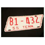 1955 Tennessee License Plate State Shaped