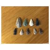(9) Indian Arrowheads