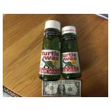(2) Glass Turtle Wax Bottles