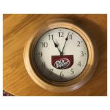Wooden Battery Clock with Dr. Pepper Decal