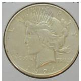 1924 S AU Peace Silver Dollar