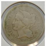 1866 3 CENT PIECE   VF