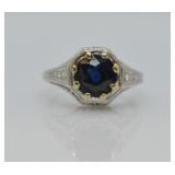 ANTIQUE 14K GOLD SAPHIRE RING