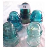 5 pcs. Vintage Railroad Insolators