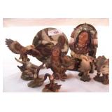 9 pcs. Eagle & Wolf Native American Figurines