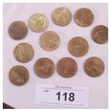 12 pcs. Automobile Coins