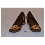 Brown Suede & Leather Tory Burch Pumps-Size 6