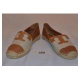 Brown & Tan Canvas Tory Burch Shoes-Size 6-Flats