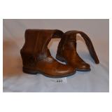 Brown Calf High Frye Boots-Back Zipper-Size 6