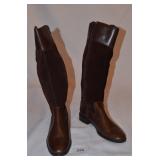 Chocolate Suede & Leather Calf High Anne Klein Boo