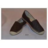 Brown Espradrills-Monogrammed Canvas-Size 6-Flats