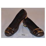 Brown & Black w/Brass Trim Tory Burch Shoes-Size 6