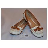 Cream & Brown Coach Shoes-Size 6-Flats