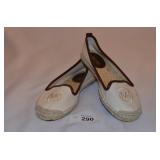 Cream & Brown Canvas Michael Kors Shoes-Size 6-Fla