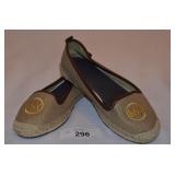 Gold w/Brown Leather Trim Michael Kors-Size 6-Flat