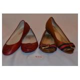 2 Pair Michael Kors Flats-One Red Leather,One Brow