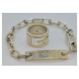 Sterling Silver Genuine Gucci Ring & Bracelet