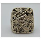 Heavy Sterling Silver Dragonfly Filigree Ring