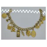 Gold-tone Sterling Charm Bracelet w/ Charms