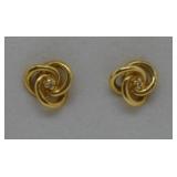 14k Gold Diamond Accented Knot Earrings