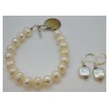 Freshwater Pearl Bracelet and Earrings