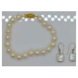 2 pcs. Genuine Pearl Bracelet & Earrings