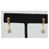 14k Gold Diamond Dangle Earrings