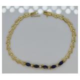 10k Gold Sapphire & Diamond Bracelet