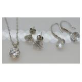 3 pcs. Sterling Silver CZ Jewelry