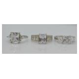 3 pcs. Sterling Silver CZ Rings