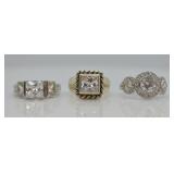 3 pcs. Sterling Silver CZ Rings