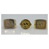 3 pcs. Sterling Silver Monogrammed Rings