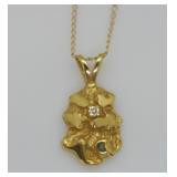Nugget-style Gold & Diamond Pendant Necklace
