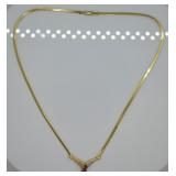 14k Gold Ruby & Diamond Lavalier Necklace