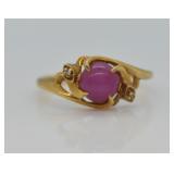 10k Gold Star Ruby & Diamond Ring