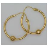 14k Gold Hoop & Ball Earrings